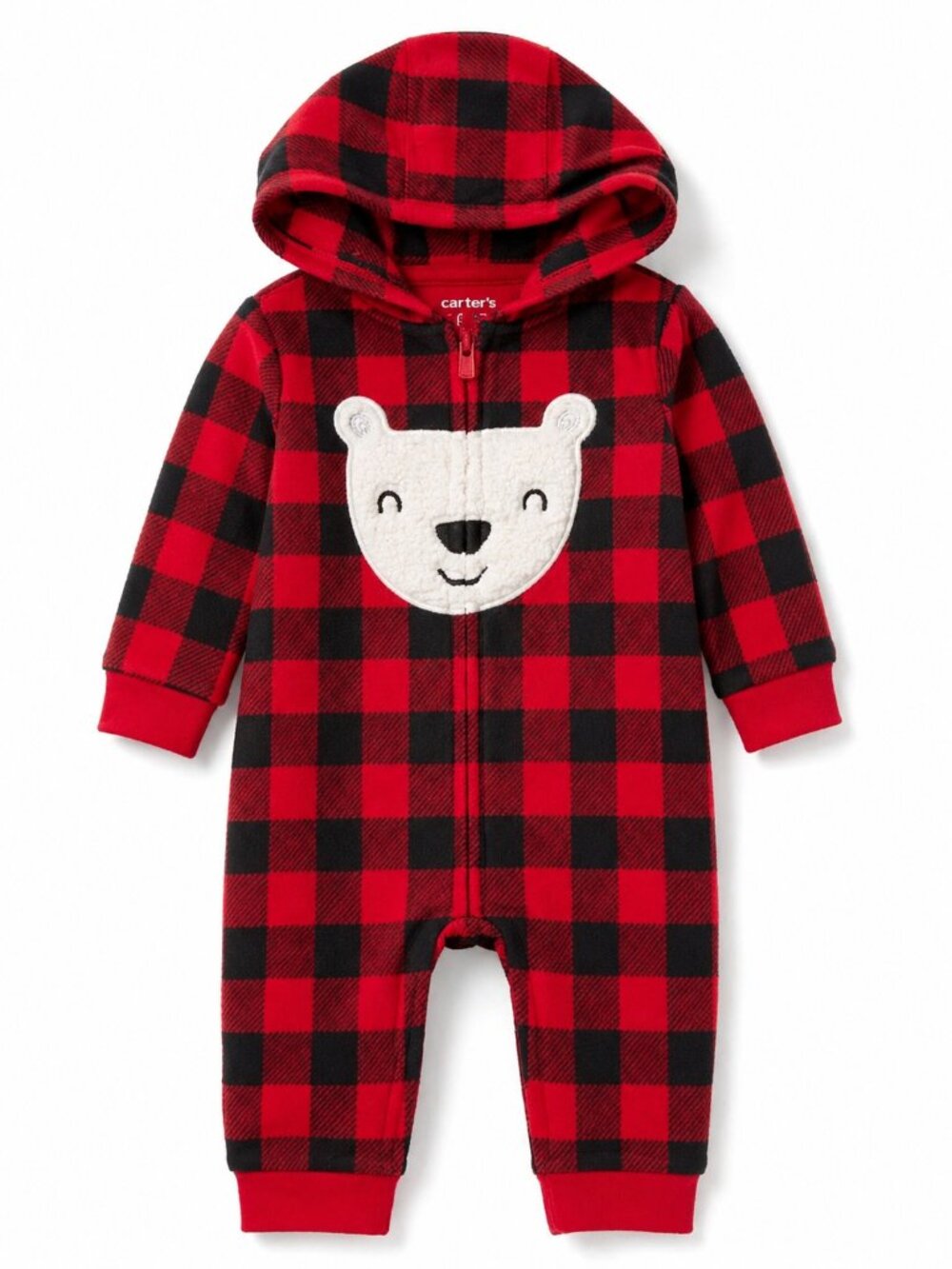 NWT Carter’s Baby Boy Fleece Pajamas Bear One Piece Sleeper Cozy Plaid Outfit